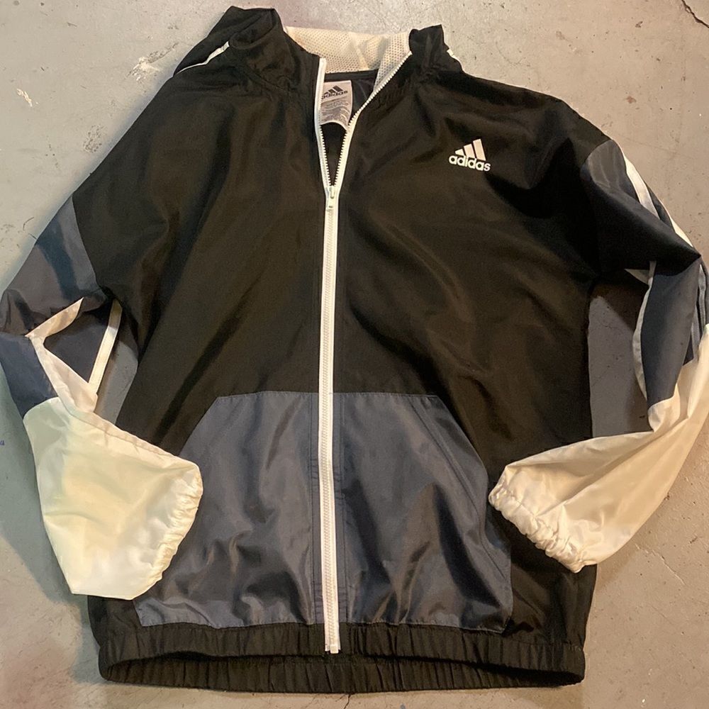 Xs Adidas Originals Jacket Windbreaker Gray Black White Small